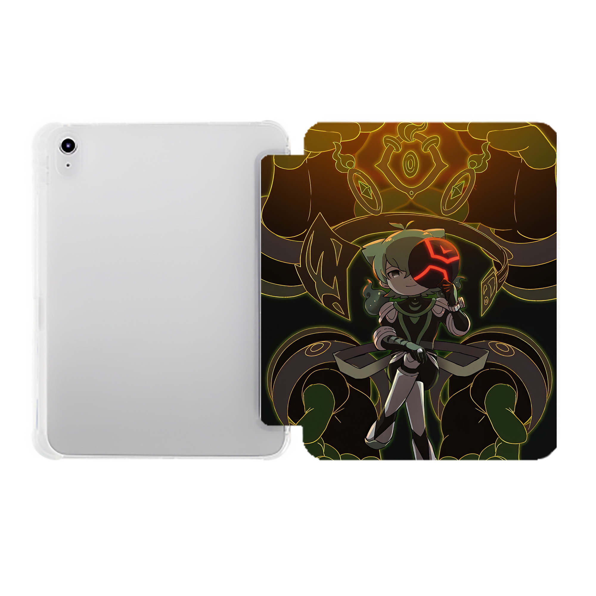 （画像用） 妖怪ウォッチ Yo-kai Watch IPad ケース ペン収納付き 三つ折りスタンド PUレザー×シリコン 対応機種9.5/10.5/10.9インチ